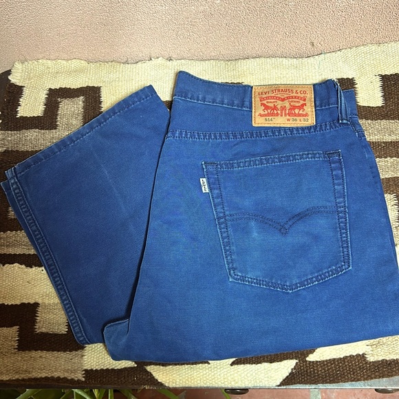 Xl Men’s Levi White Tab Navy Blue 100% Cotton Canvas Jean Material Size W32”L36” - Picture 1 of 9